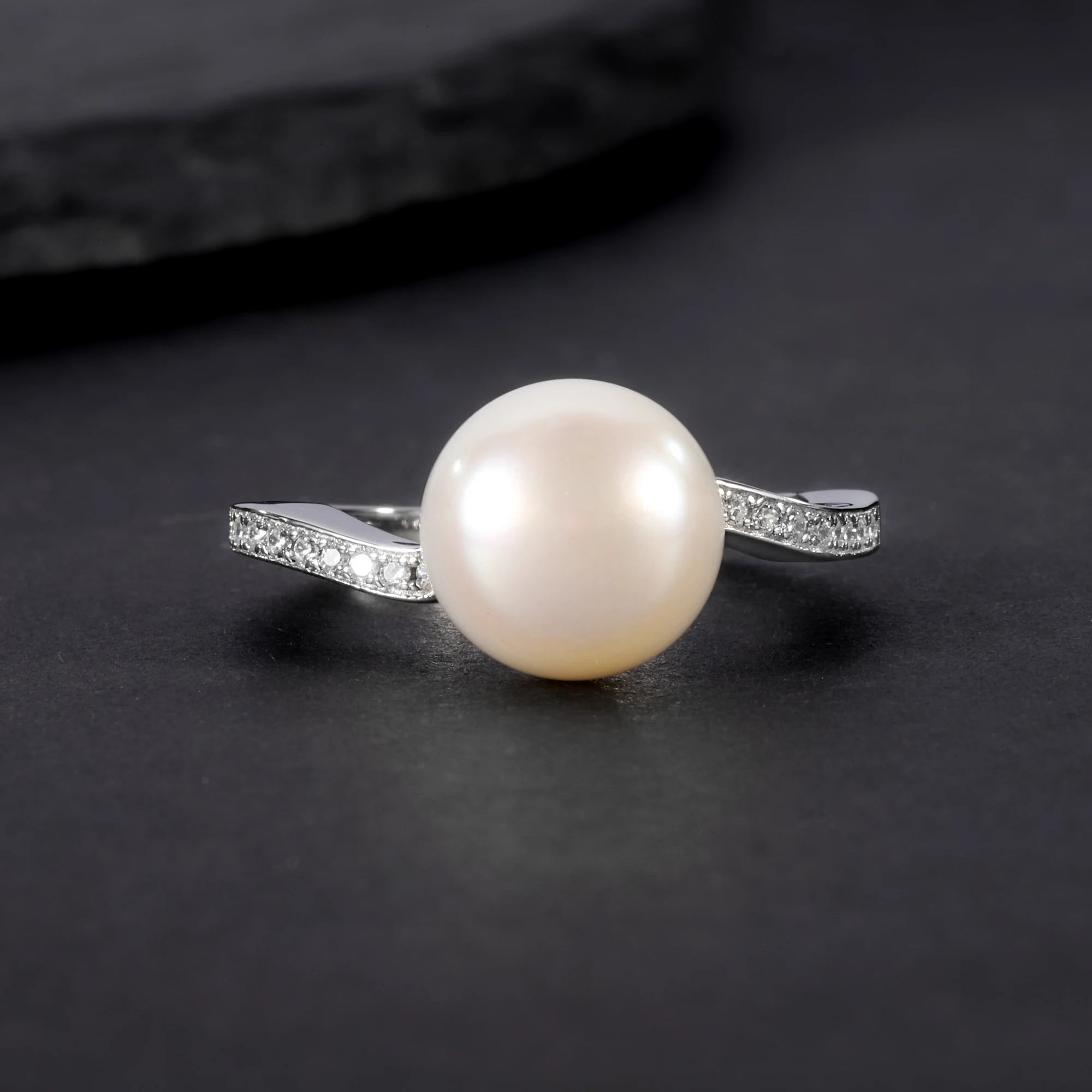 C6139 Abiding Fine Jewelry Brand New 9mm White Fresh Water Pearl Custom Quality Wedding Rings Silver Sterling Ring