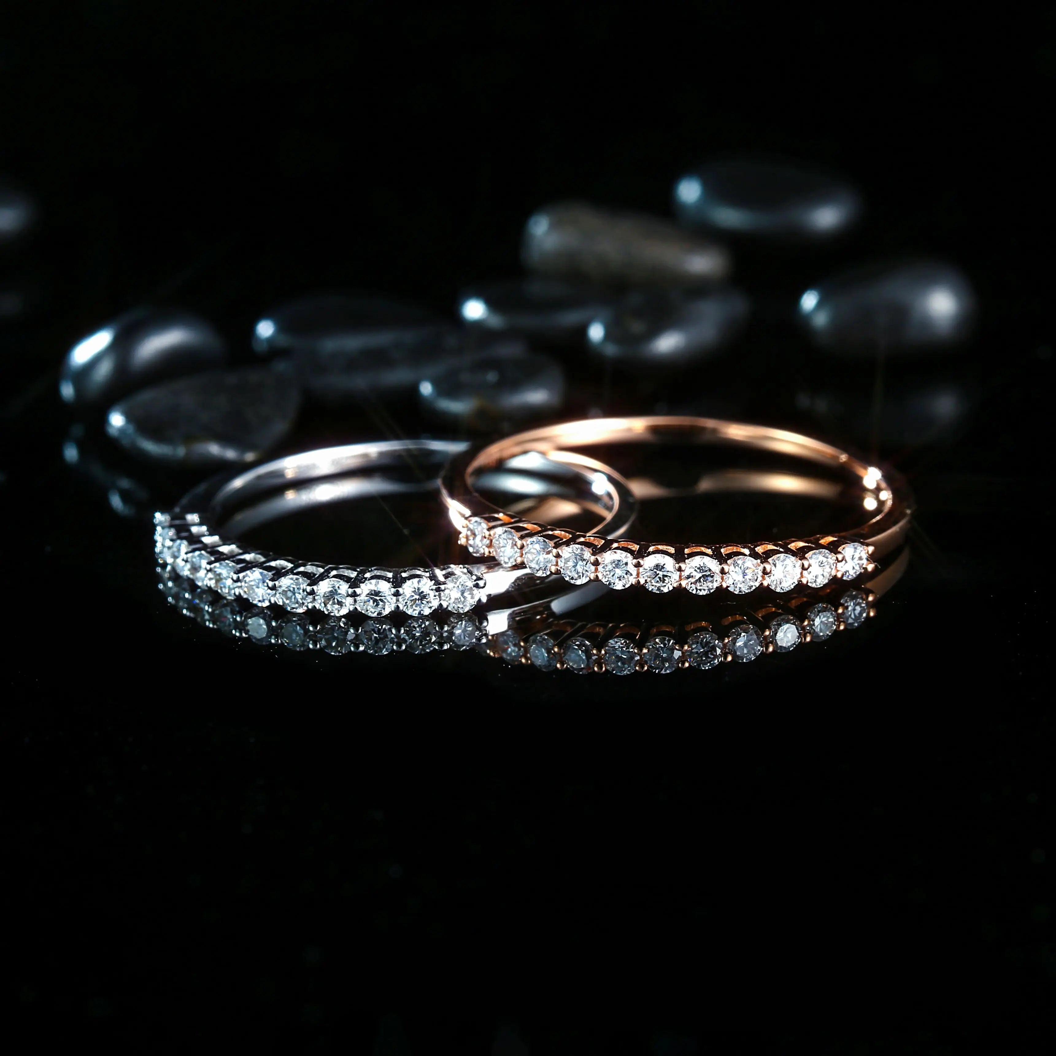 H&F Wholesale American Diamond Jewelry Real Gold 18K Women's Rings with White Diamond Trendy for Weddings and Parties