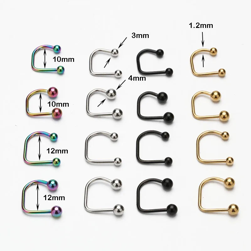 U-Shape Lip Ring Non-Piercing Stainless Steel Jewelry Silver Black Gold for Weddings Engagements Fashionable Nail Lip Ring