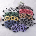 Wholesale Leopard Print Faux Fur Silk Plush Eye Cover Fluffy Soft Satin and Cotton Sleep Eye Mask for Sleep Travel Airline