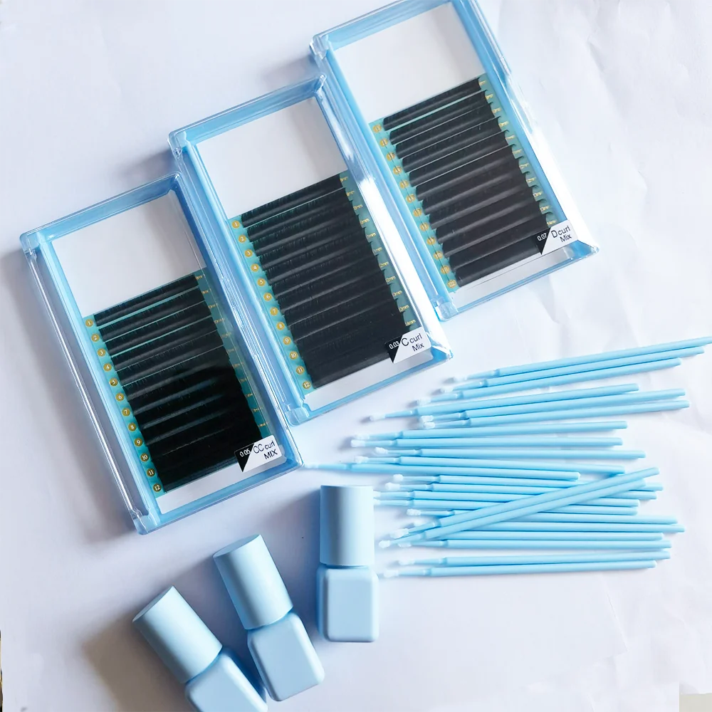 Custom Super Soft B Curl Matte Black Cashmere Silk Fluffy Lash Extensions Trays Volume Individual YY Eyelash Extensions Supplies