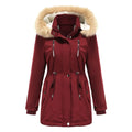 Luxury Ladies' Eco-Friendly Parka with Rich Faux Fur Hood Windbreak Multi-Pocket Zippers Rope Sustainable Women's Faux Fur Coats