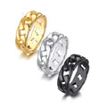 Mens Women Brand Jewelry 316 Stainless Steel Gold Silver Black Cuban Link Chain Rings for Men Women Engraved