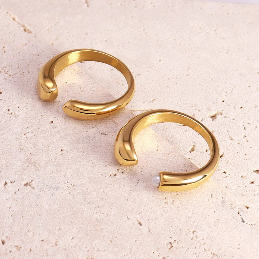 Dainty Stainless Steel Wrapped Hug Open Rings Hypoallergenic Jewelry 18K Gold Plated Stacking Rings for Women