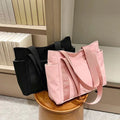 Solid Color Women's Zipper Tote Bag Female Commuting Shoulder Bags Leisure Simple Mommy Travel Bag Large Capacity Nylon Handbags