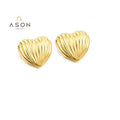Ason Fashion Oil Pressure Concave Concave Stainless Steel love Heart Earrings 18K PVD Plated Metal  Fashion Jewelry