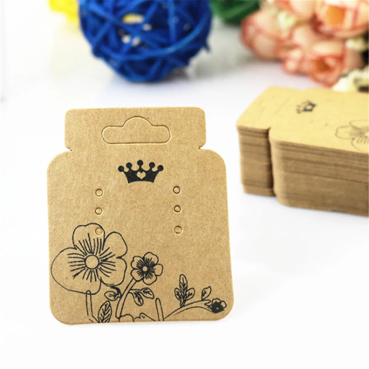 100Pcs Kraft Paper Jewelry Accessory Earring Hanging Display Holder Hang Cards Price Tag New