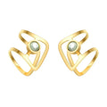 18K Gold Plated Stainless Steel Jewelry U Shape Green Zircon Small Ear Clip Earrings E211261