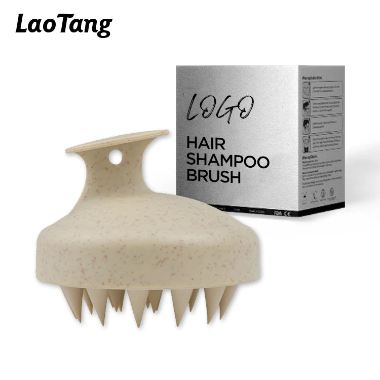 Compact Eco-Friendly Wheat Straw Silicone Scalp Massager Hair Brush Cushion with Vent-round Oil Massager
