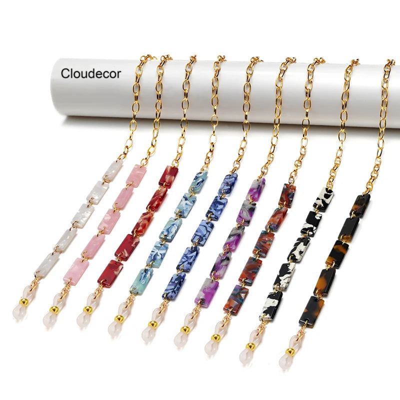 Metal Paperclip Chain Sunglasses Necklace Strap Gold Plated Anti Loss Mask Chain Acetate Glasses Chain Women
