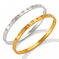 Clioro Luxury Gold Plated Oval Zircon Cuff Bracelets Stainless Steel Pave Zircon Bangle