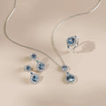 Custom Silver Jewelry White and Sky Blue 8A CZ High Quality Wedding Engagement 925 Sterling Silver Women Set