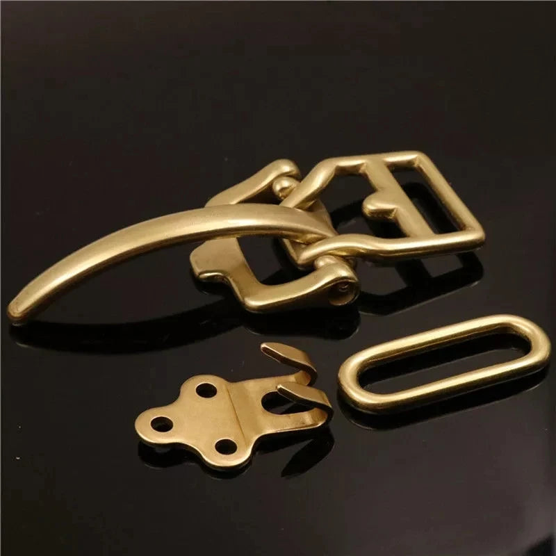 Solid Brass Men's Retro Littleton Cavalry Belt Buckle Leather Craft Bag Clasp Buckle