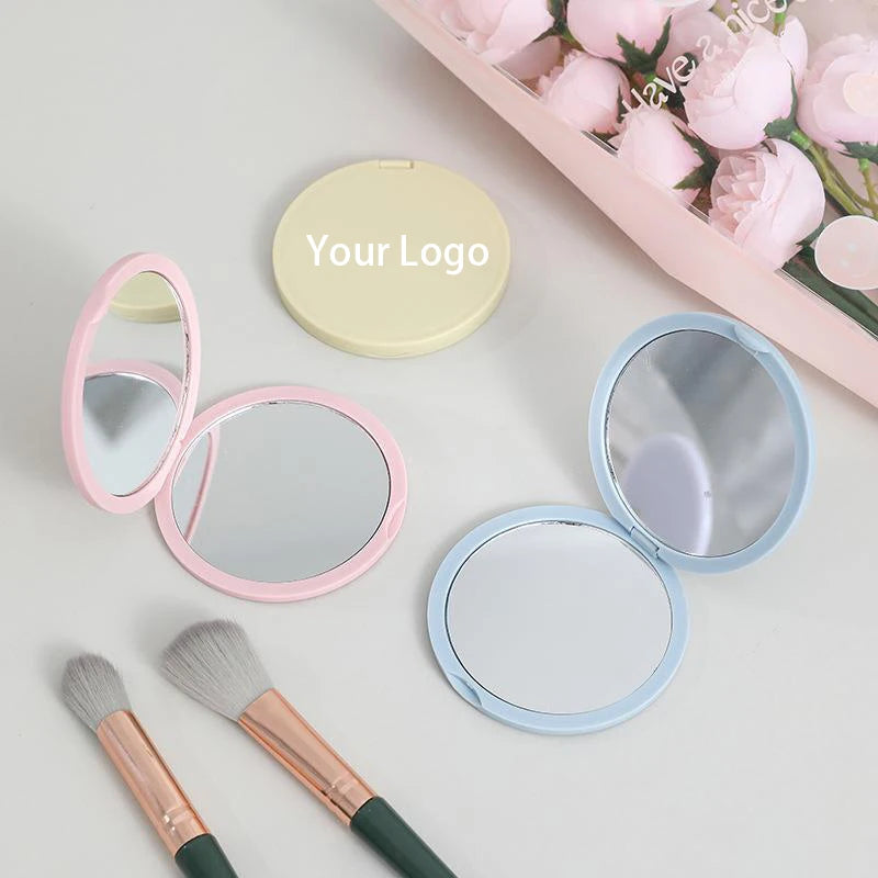 Zonyin Custom Logo Portable Pocket Travel Makeup Mirror Hot Selling Double-Sided Folding Cosmetic Mirror for Women