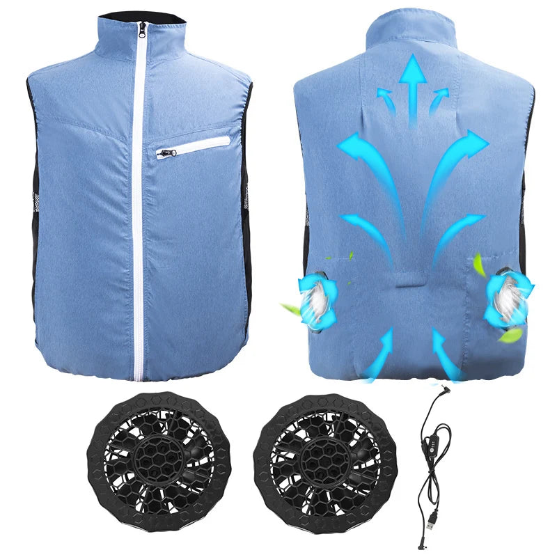 In Stock Summer Men Women Sun Protection Coat USB Skin Suit Working Fishing Camping air Fan Cooling Jacket air Cooled Jacket