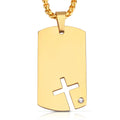 Custom Name Logo Jewelry Gold Plated Blank Diamond Cross Stainless Steel Pendants for Necklace Men