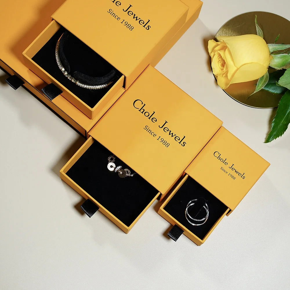 Handmade Luxury Custom Jewelry Box Packaging Square Velvet Drawer Cardboard Small Size Logo OEM/ODM Service Customized Color