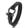 2022 Hot Sale Leather Rope Braided Horseshoe Buckle Stainless Steel Men's Bracelet Titanium Steel Vintage Jewelry Bracelet