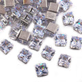 Hisenlee 8X8MM Square Crystal Clear Cubic Zirconia 3D Sewing Strass Flatback Rhinestones Woman's Clothing Decoration 20pcs/bag