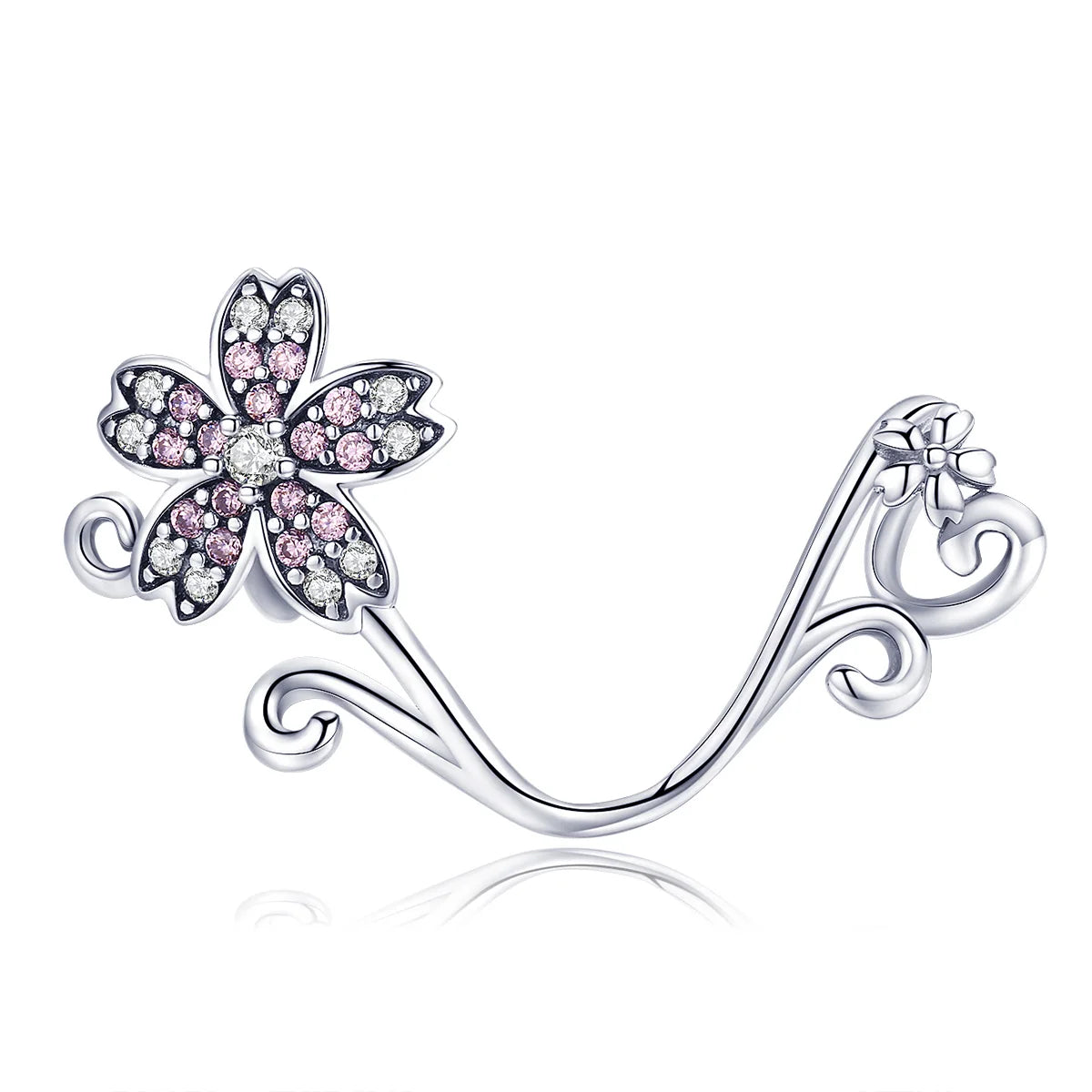 Factory Wholesale 925 Sterling Silver Sakura Cherry Flower Pendant Charms Fit Original Bracelets Jewelry Making SCC1033