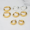 Costume Jewelry Earrings Thick Huggie Stacking Hoop Earrings Top Quality 20mm 25mm 35mm 18k Gold Plated Chunky Hoop Earrings