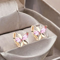 Hengdian Women's 18K Gold Plated Butterfly Earrings Trendy Copper Huggie Hoops with Zirconia Wholesale Jewelry Mainly Made Brass