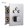 3-Way Thermostatic Concealed Shower Diverter Valve 3 Outlet Solid Brass Mixer with Rain Spray Pattern Brushed Nickel Finish