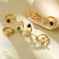 Fashion Women's Stainless Steel Wedding Ring for Lover Open 18K Gold Pearl Ring Tarnish Free Waterproof Jewellery