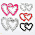 Colored Resin Double Heart Rhinestone Motifs Applique Iron on Strass Clothing Shoes Bags Hot Fix Crystal Patches