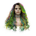 Celebrity 22inch  Dyed Highlights Curly Wig Cosplay Premium Synthetic Wigs Futura Heat Resistant Synthetic Hair Wig