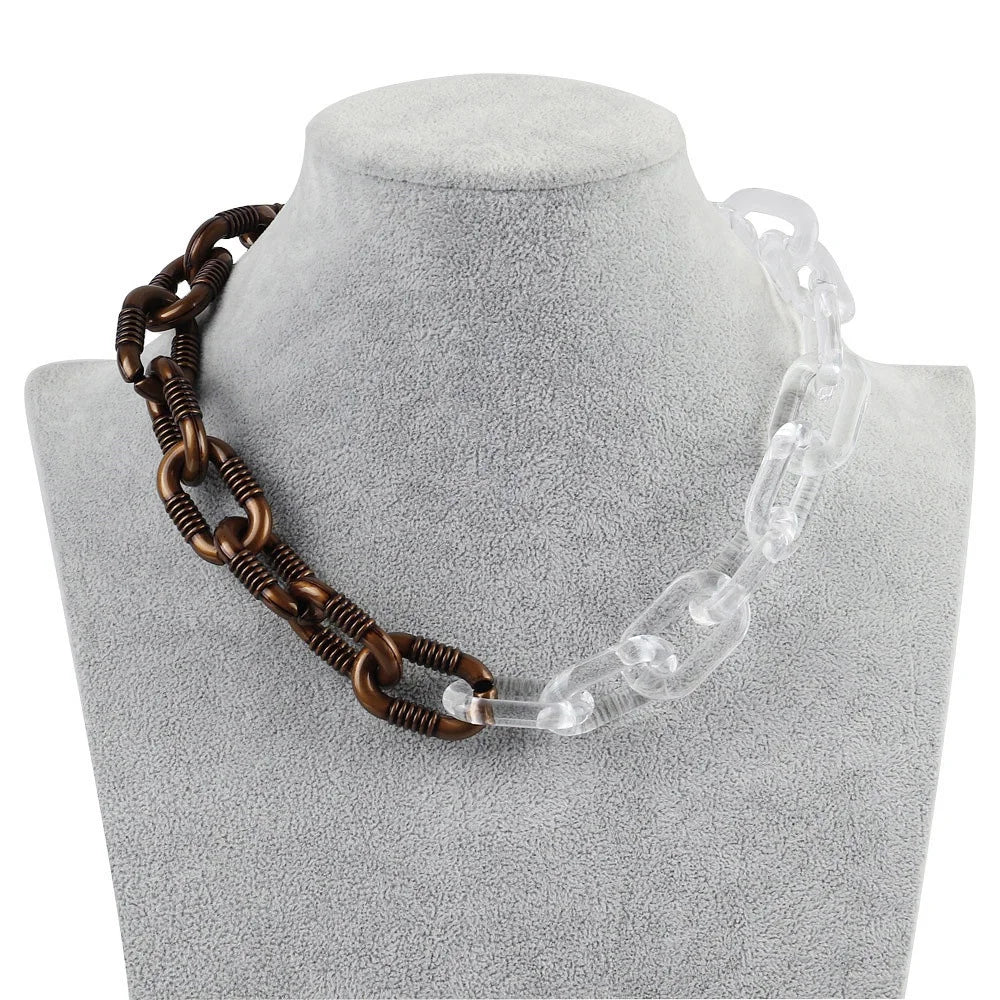 2024 Wholesale Punk Style Transparent Choker Double Color Round Acrylic Resin Copper Necklace for Men
