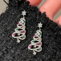CAOSHI New Design Full Cubic Zirconia Dangle Earrings for Women Trendy Multi Stone Diamond Christmas Tree Drop Earrings