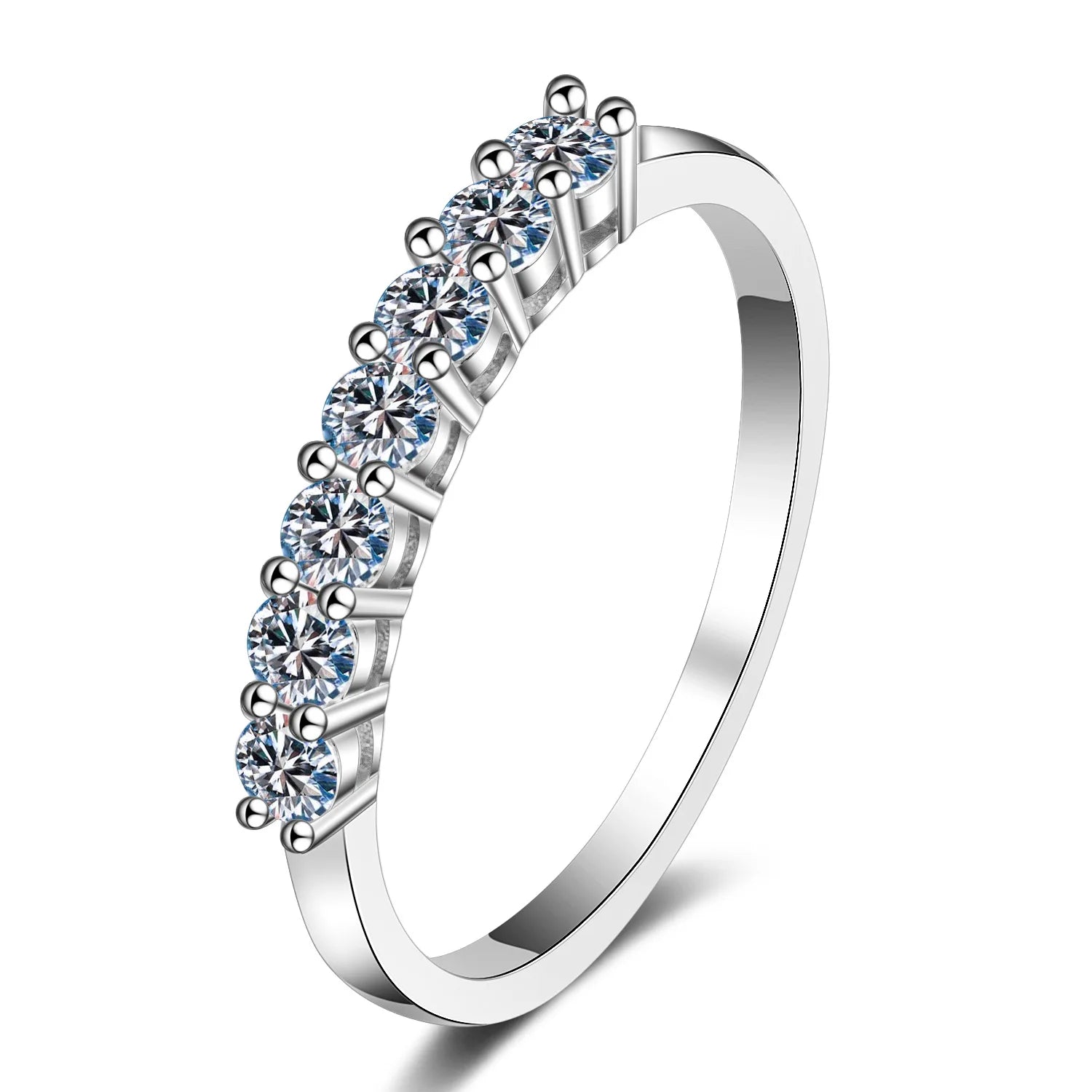 Factory Wholesale Luxury 0.7 Carat Moissanite Wedding Eternity Ring 925 Sterling Silver Jewelry for Women