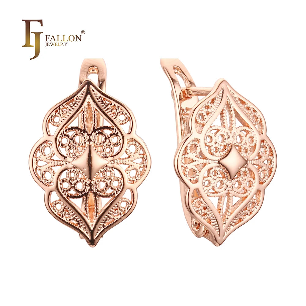 FJ Fallon Fashion Jewelry Earrings Plated in 585 Rose Gold Brass Based