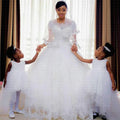Guangzhou Auyan 2024 Trailing White Lace Large Size Custom Dress Simple Short Sleeves Haute Couture Wedding Dresses in the Us