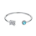 Dylam Trending Rhodium Plated 925 Sterling Silver Rectangle Round Radiant Cut Diamond 8A Zirconia Cuff Bracelet Bangle