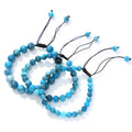 Gemstone Bracelet 6mm 8mm 10mm Natural Apatite Stone Customized Logo Macrame Beaded Friendship Bracelet Women Men