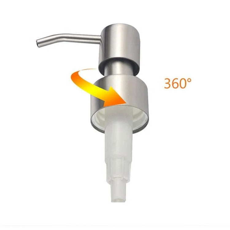 High Quality 28 410 Silver 304 Stainless Steel Screw Pump Dispenser Liquid Soap Lotion Pump MegaBDM