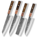 4PCS Forged Chef Knife Set - 5Cr15MoV Kiritsuke Santoku Nakiri Knife with Octagonal Wood Handle