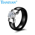 Black Ceramic 6mm Round White D Vvs Moissanite Ring Stainless Steel Jewelry Bathing and Swimming Men Women Gift