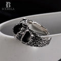 ICEBELA Jewelry Niche Corrosive Texture Vintage Ring for Women S925 Sterling Silver Gem Rock Open Finger Ring