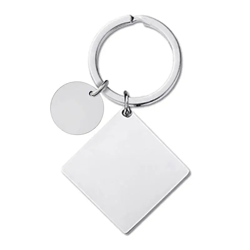 Wholesale Eco-Friendly DIY Customizable Stainless Steel Square Keychain Anti-Losing Brand Engraving for Commemorative Metal