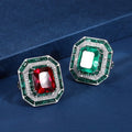 High Quality Full Cubic Zircon Gemstone Rings 925 Sterling Silver Ruby Ring Emerald Green Stone Rings