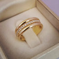 Europe Simple 6mm God Plated Couple Rings Jewelry Women Elegant Shiny Cubic Zirconia Engagement Ring Wedding Party Rings