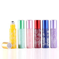 Fancy Color Printed Glass Perfume Roller for Ball Bottle 10ml Empty Mini Cosmetic Essential Oil Container with Colorful Cap