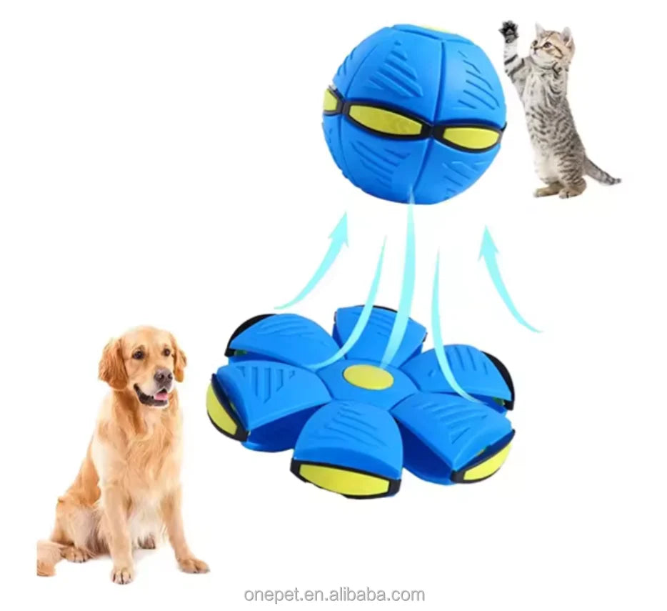 New Design Pet Outdoor Toys Flying Ball Dog Interactive UFO Ball Portable Dog Toy Flying Saucer Ball