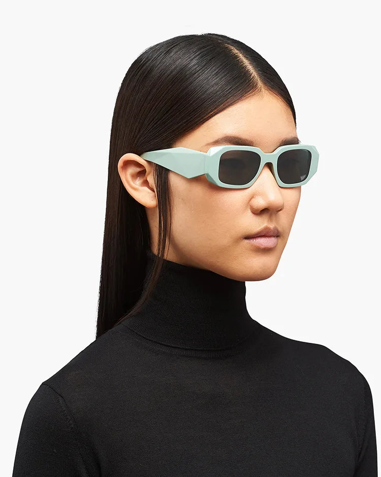 UNOC 2022 New Fashion Trendy Small Square Frame Sunglasses UV400 Protection White for Catwalk Modern Street Shooting Men Women