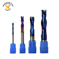 Warrior's Bit Carbide End Mills 2 Flutes 3.175mm 6mm 8mm 10mm Nano Blue Coated Spiral Down Cut Bit for Wood