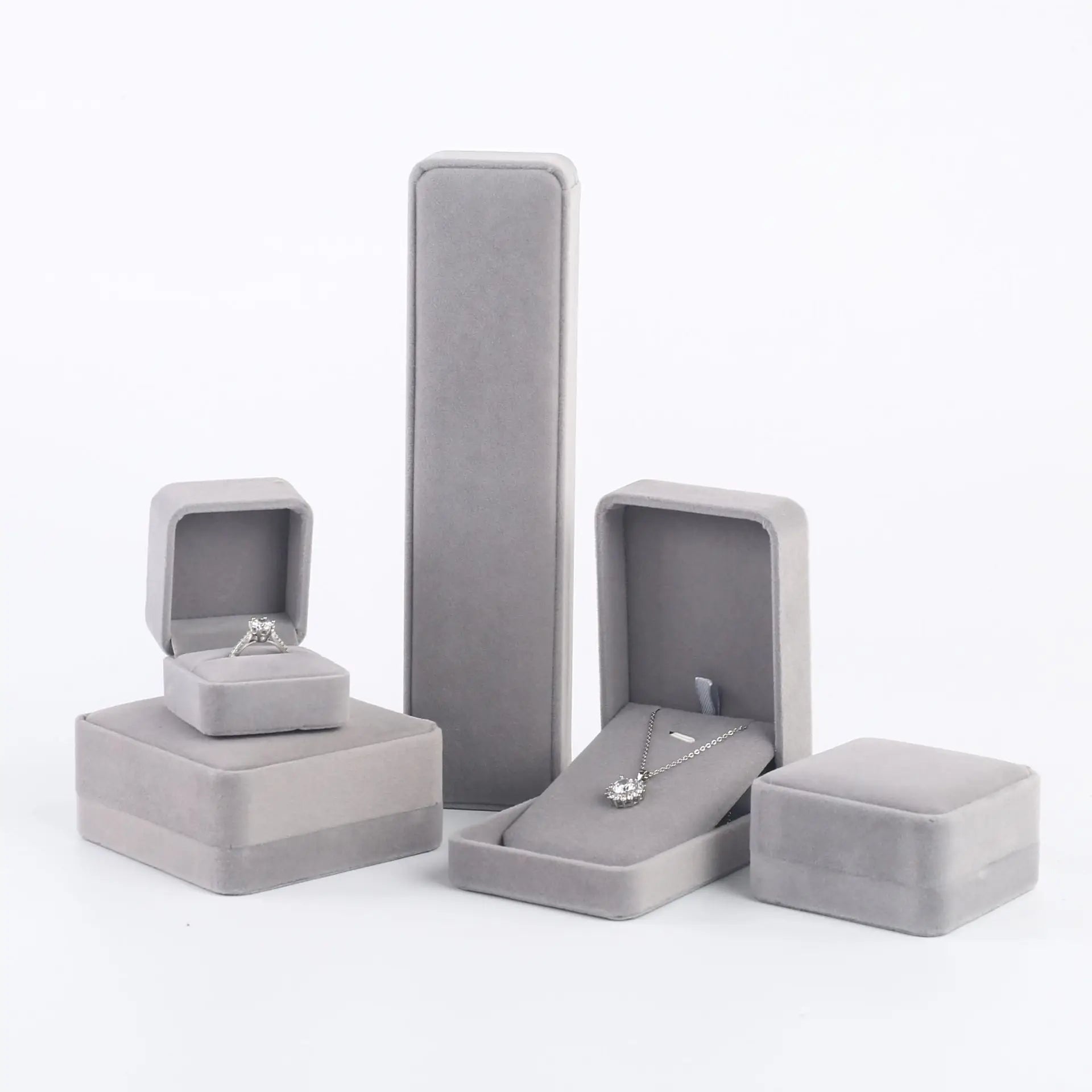 Factory Wholesale  Luxury Wholesaleing Design Pu Leather Ring Jewelry Case Jewelry Packaging Boxes a Set Jewelry Gift Box