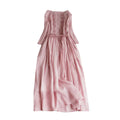 Wholesale 2026 Summer Vintage Ramie Round Neck Lace up Waist Mid Length Long Sleeve Women's Dress